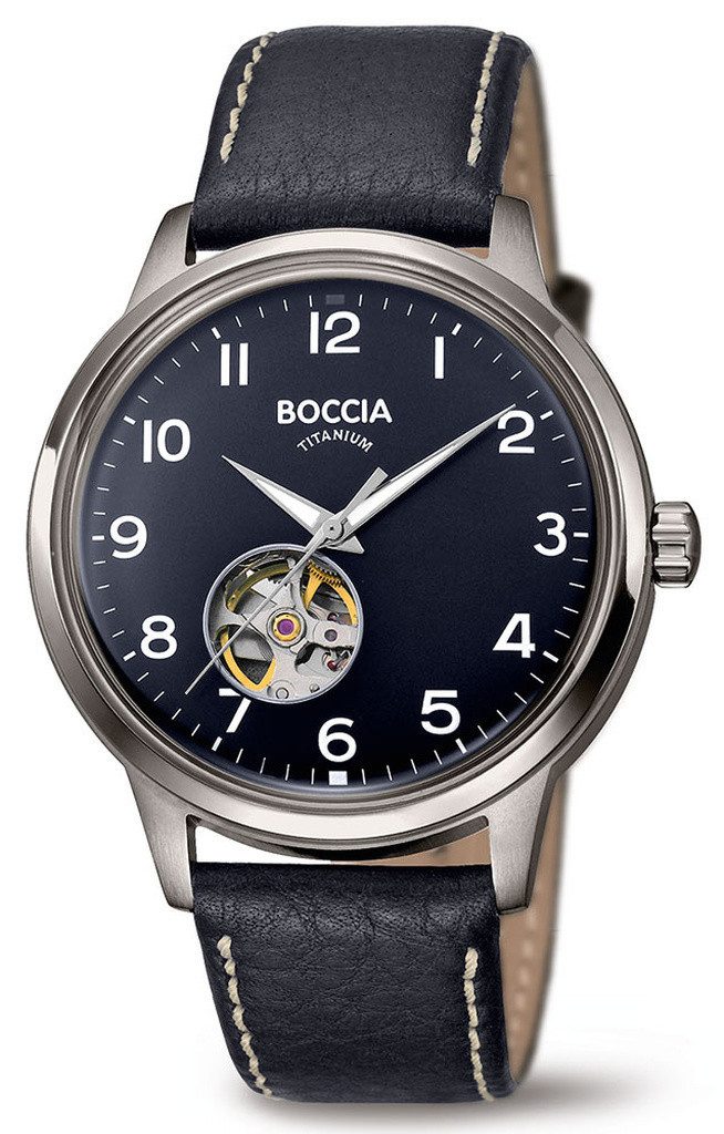 Boccia Automatikuhr, 12-Stunden-Zifferblatt, Datumsanzeige, Leuchtzeiger, Sekundenzeiger