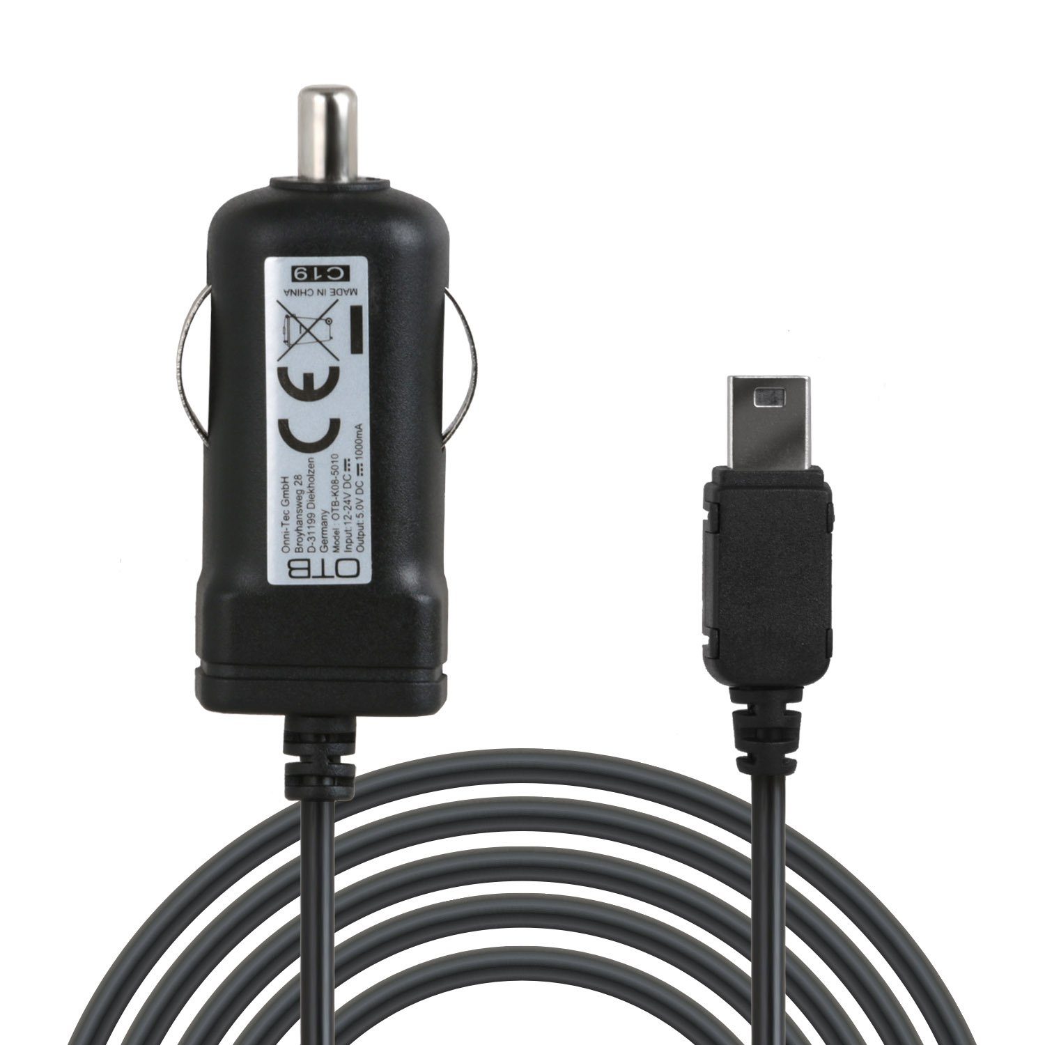 Wicked Chili 1m KFZ Ladekabel mit TMC Antenne für NAVIGON Navi Gerät Auto-Adapter Zigarettenanzünder-Stecker zu Mini USB, 100 cm, mit integrierter TMC Antenne und LED-Funktionsanzeige