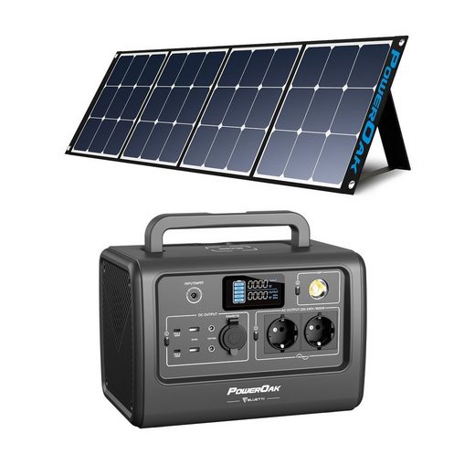 BLUETTI Stromerzeuger »BLUETTI EB70 GRAY Solar Stromerzeuger mit PV120 120W Solar panel«, 1,00 in kW, (packung, 3-tlg., POWEROAK BLUETTI solar stromerzeuger), Drahtlose Aufladung