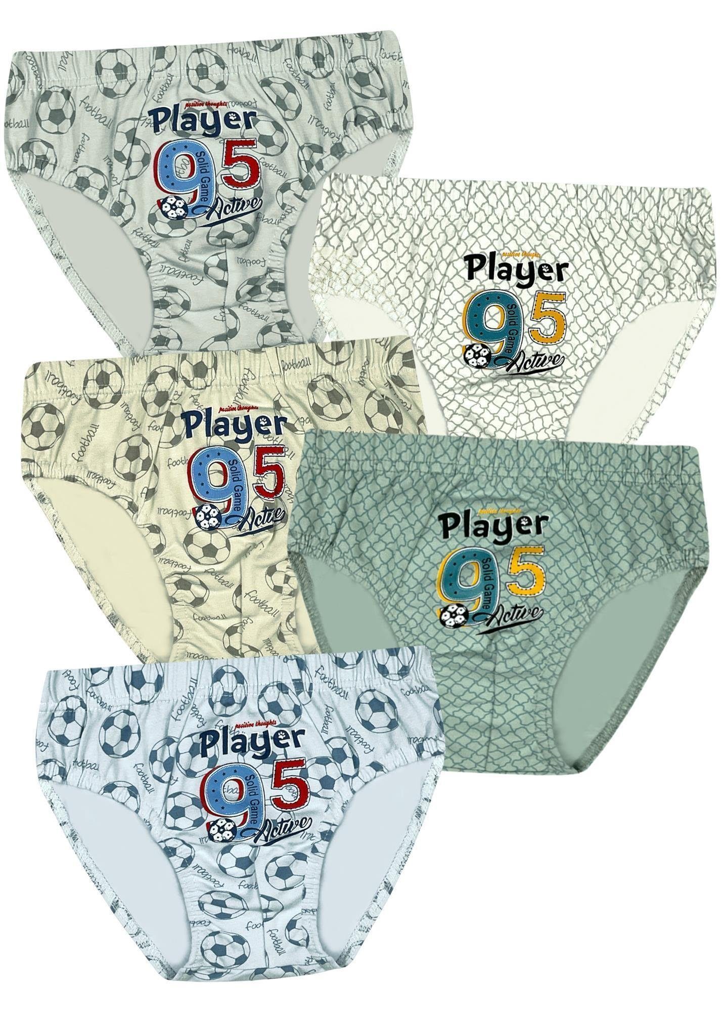 LOREZA Slip 5 Jungen Slips Baumwolle Unterhosen Unterwäsche - Player (Set, 5-St)