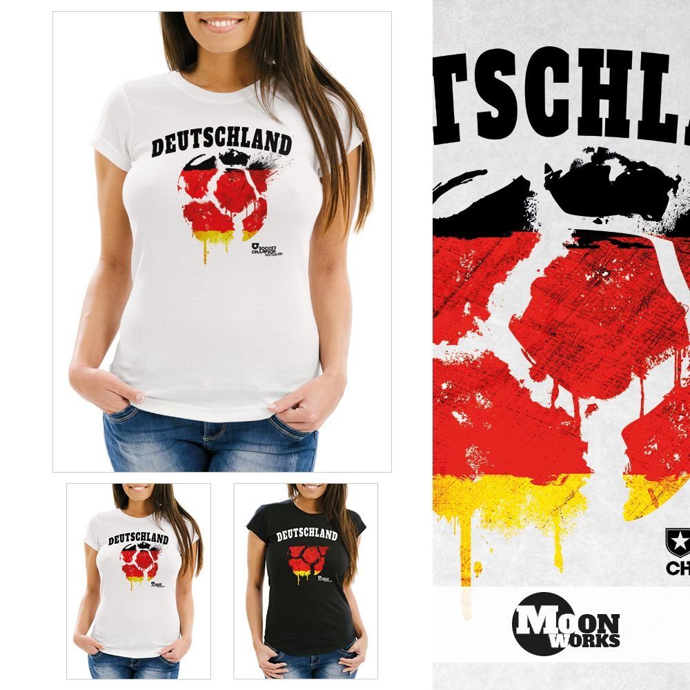 MoonWorks Print-Shirt Damen T-Shirt Deutschland Fanshirt Fußball EM WM Vint günstig online kaufen