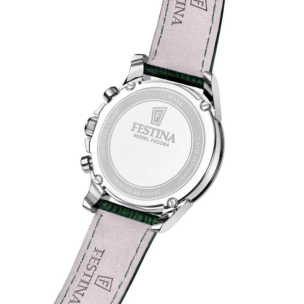 Festina Chronograph Chrono F20094_4, Quarzuhr, Armbanduhr, Herrenuhr, Swiss Made, Lederarmband, analog, Tag