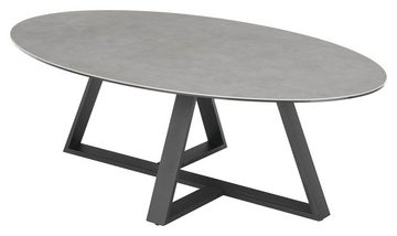 MCA furniture Couchtisch ELBING, Grau, Schwarz, Keramikplatte, Metall, Oval, B 120 x H 38 x T 70 cm