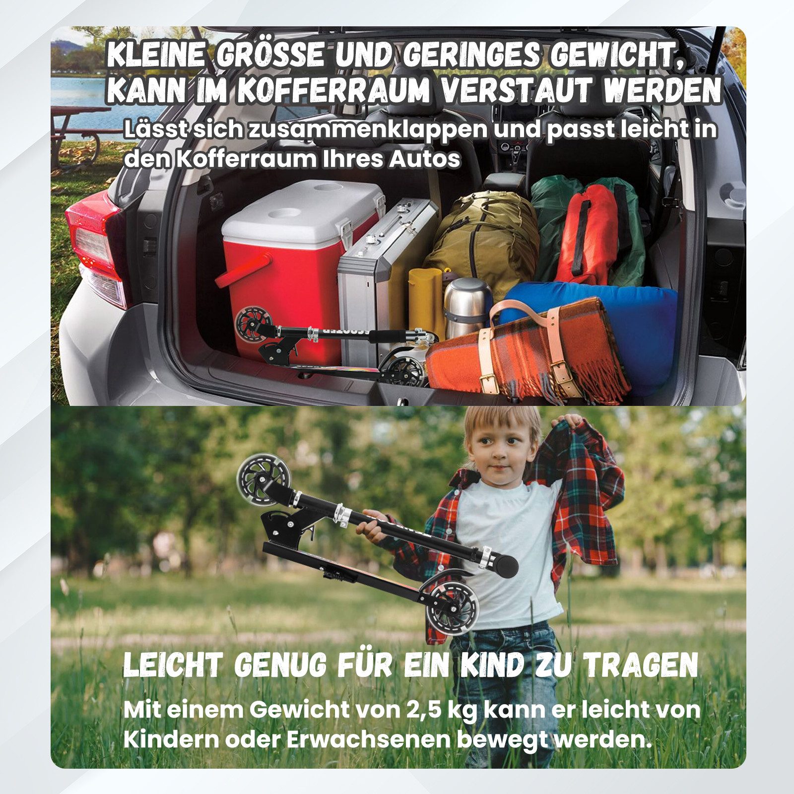 YEE RUN Tretroller für Kinder von 3-10 Jahren, faltbar, 50KG Max. – Bild 4 von 5