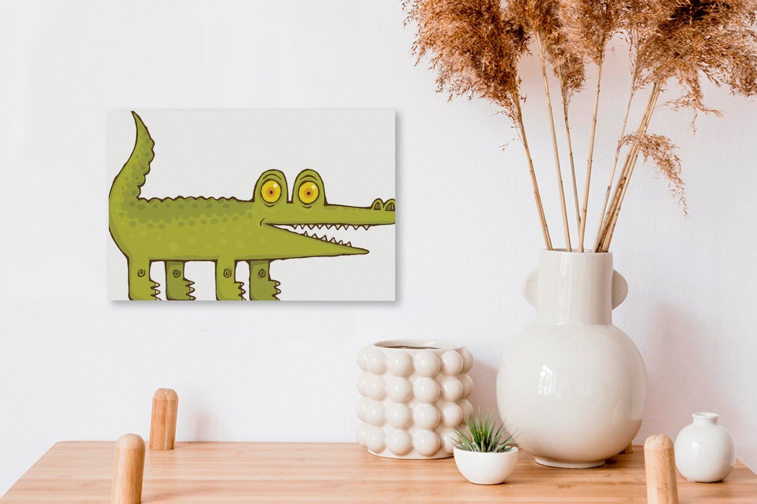 Aufhängefertig, Krokodil Wanddeko, (1 - Wandbild Weiß, cm OneMillionCanvasses® - Leinwandbild Leinwandbilder, Lustig 30x20 St),