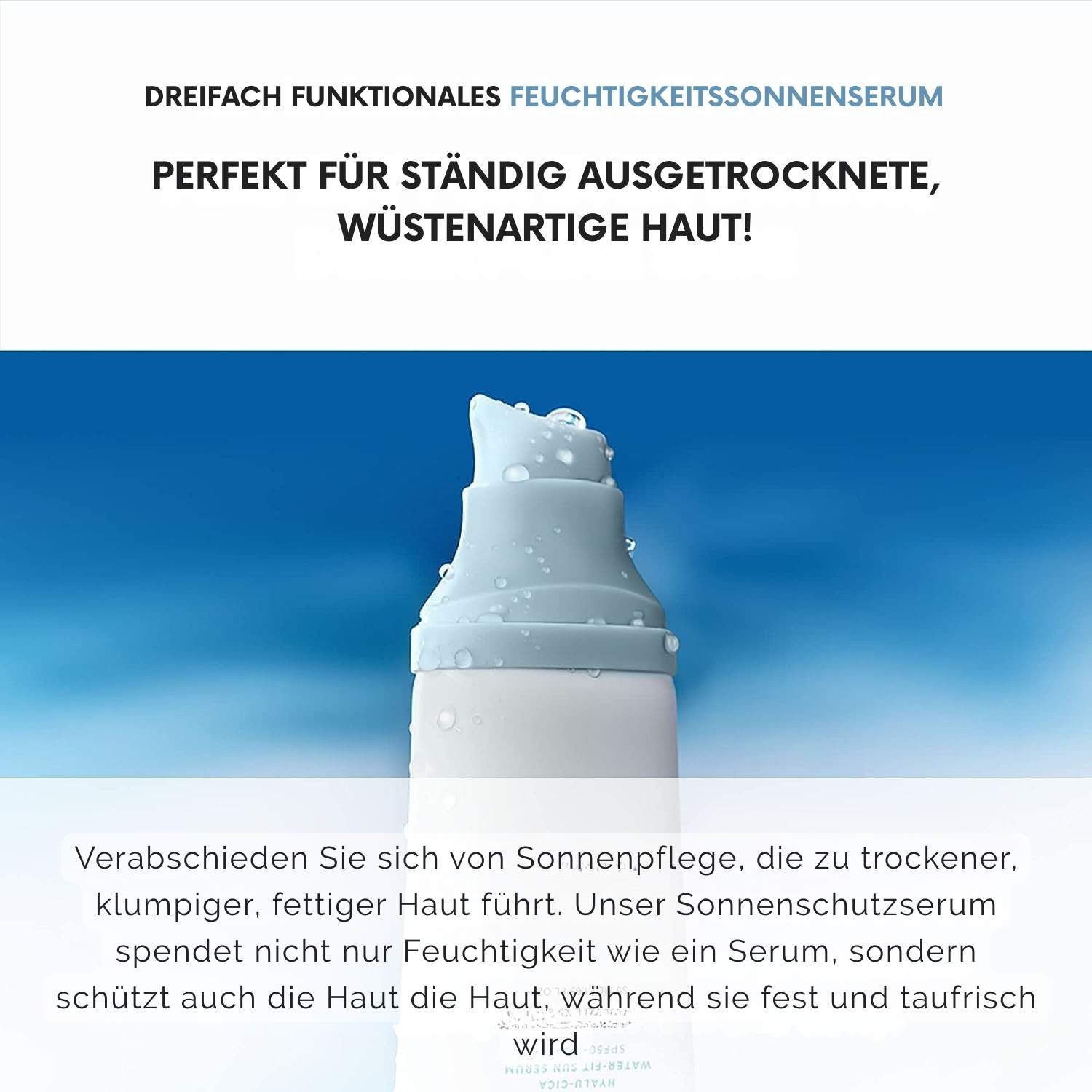 SKIN1004 Sonnenschutzcreme Madagascar Centella Hyalu-Cica Water-Fit Sun Serum, SPF50+ PA++++, – Hoher UV-Schutz & Feuchtigkeit – 50 ml
