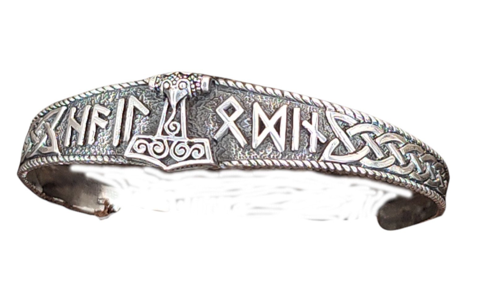 Kiss of Leather Silberarmband Armband Armreif 925 Sterling Silber Thorshammer Thorhammer Thor ABTh1