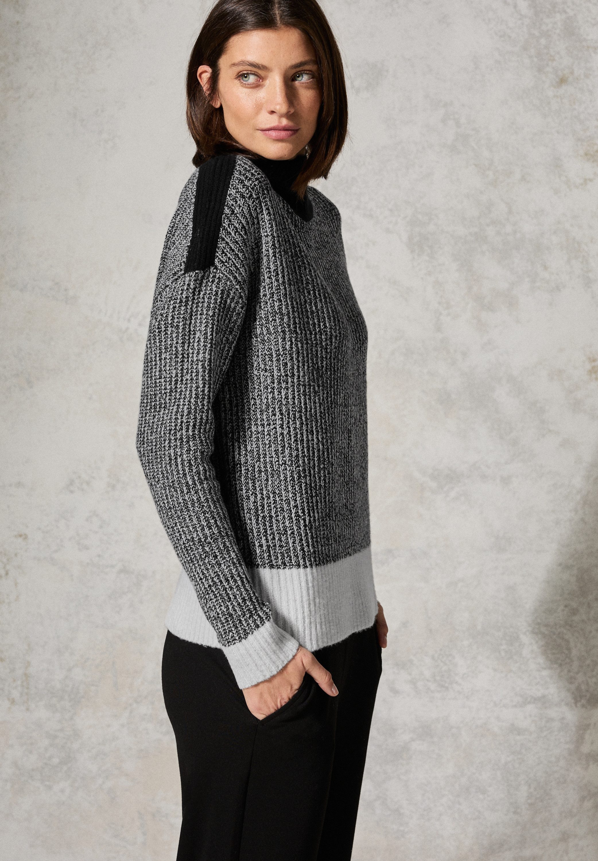 CECIL Rollkragenpullover im Melange Look