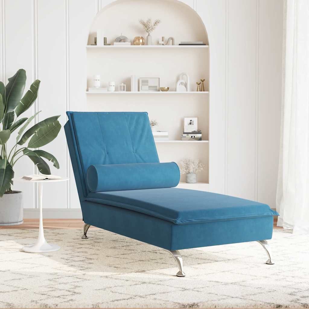 vidaXL Chaiselongue Massage-Chaiselongue mit Nackenrolle Blau günstig online kaufen