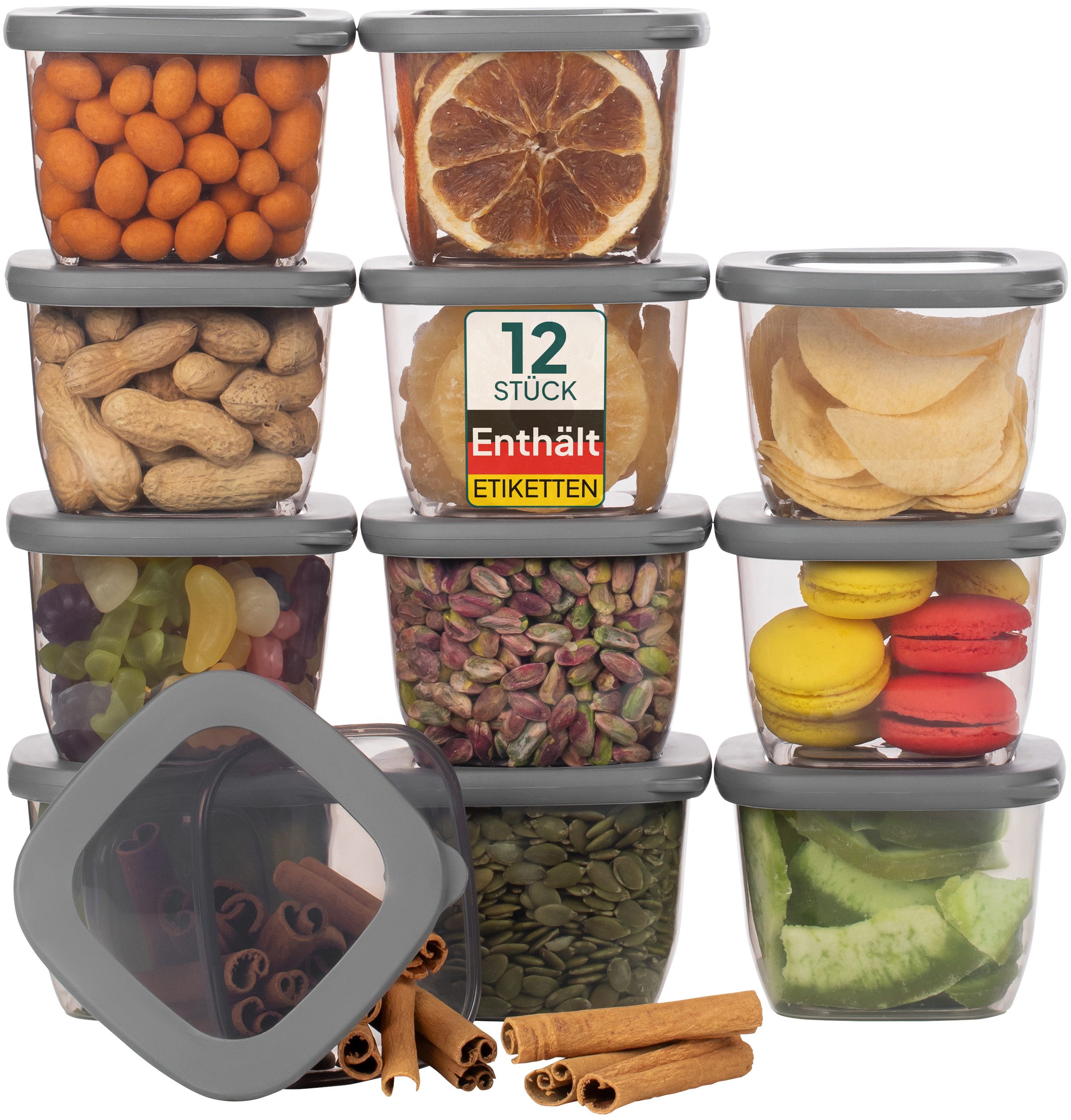 uandu home Vorratsdose Vorratsdosen mit Deckel Luftdicht, Vorratsbehälter Set, BPA Frei, (Vorratsbehälter Set, Aufbewahrungsbox Küche, Luftdichte Aufbewahrungsbox im Set inkl. 80 Etiketten, BPA Frei Kunststoff, Vorratsbehälter Set, Vorratsdosen für alle trockenen Lebensmittel), Tupperdosen Set, Meal Prep Boxen, Aufbewahrungsbox Küche
