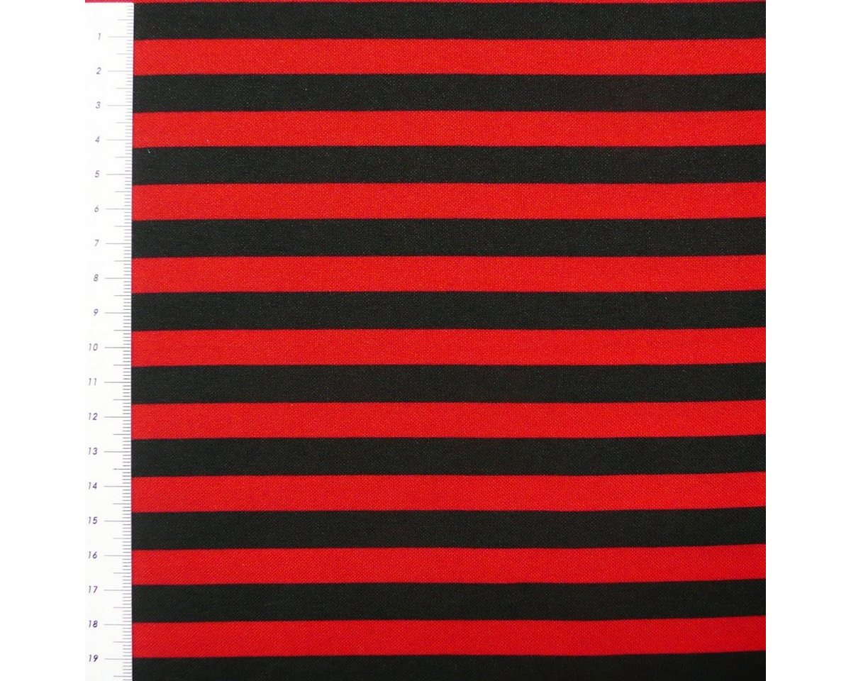 Thumbnail - SCHÖNER LEBEN. Stoff Polyester Streifen schmal rot schwarz 1,5m Breite