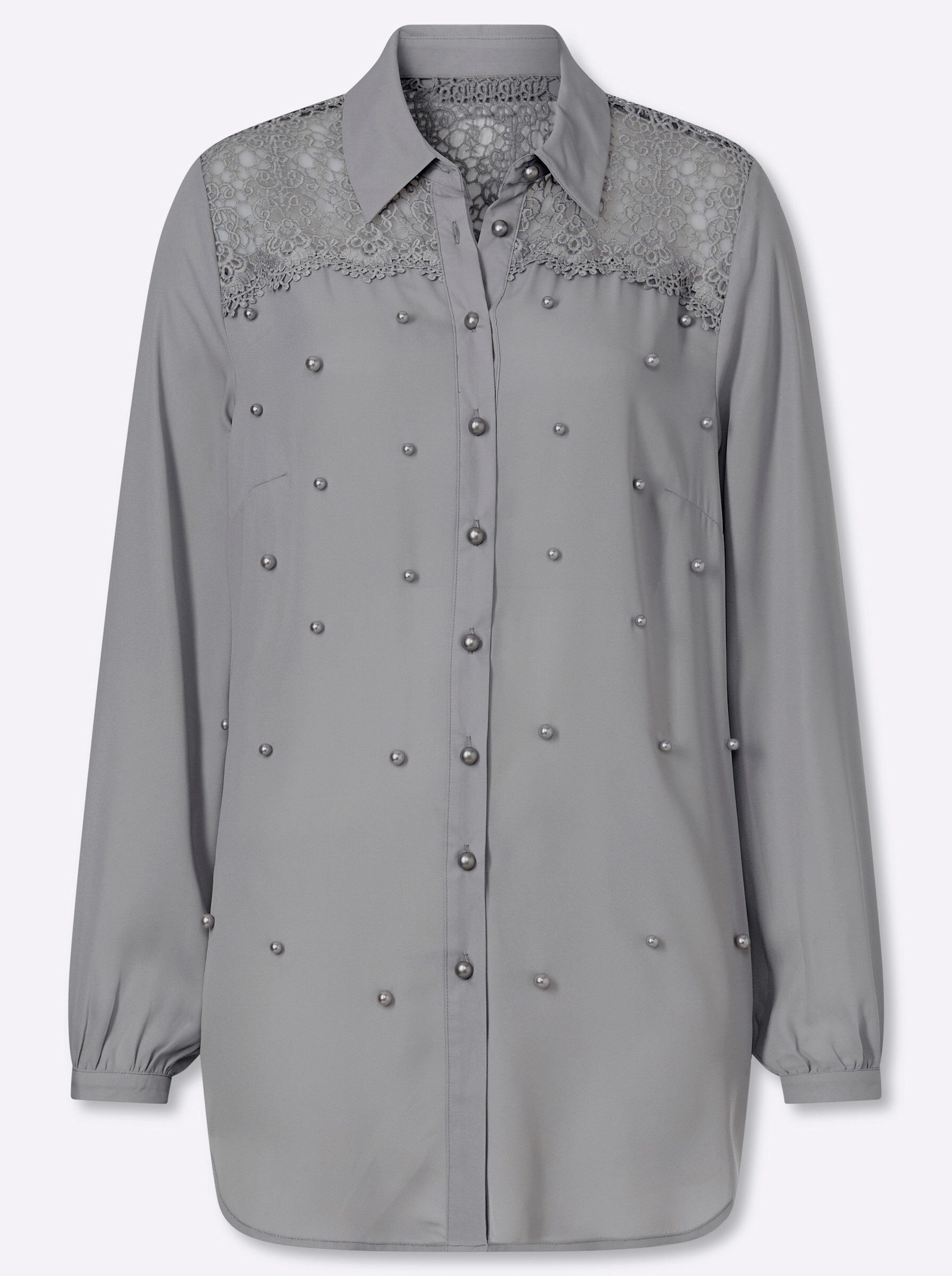 Klassische Bluse Longbluse Langarm
