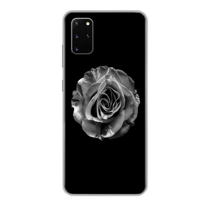 MuchoWow Handyhülle Blumen - Rose - Schwarz - Weiß - Botanisch Phone Case Handyhülle Samsung Galaxy S20 Plus Silikon Schutzhülle