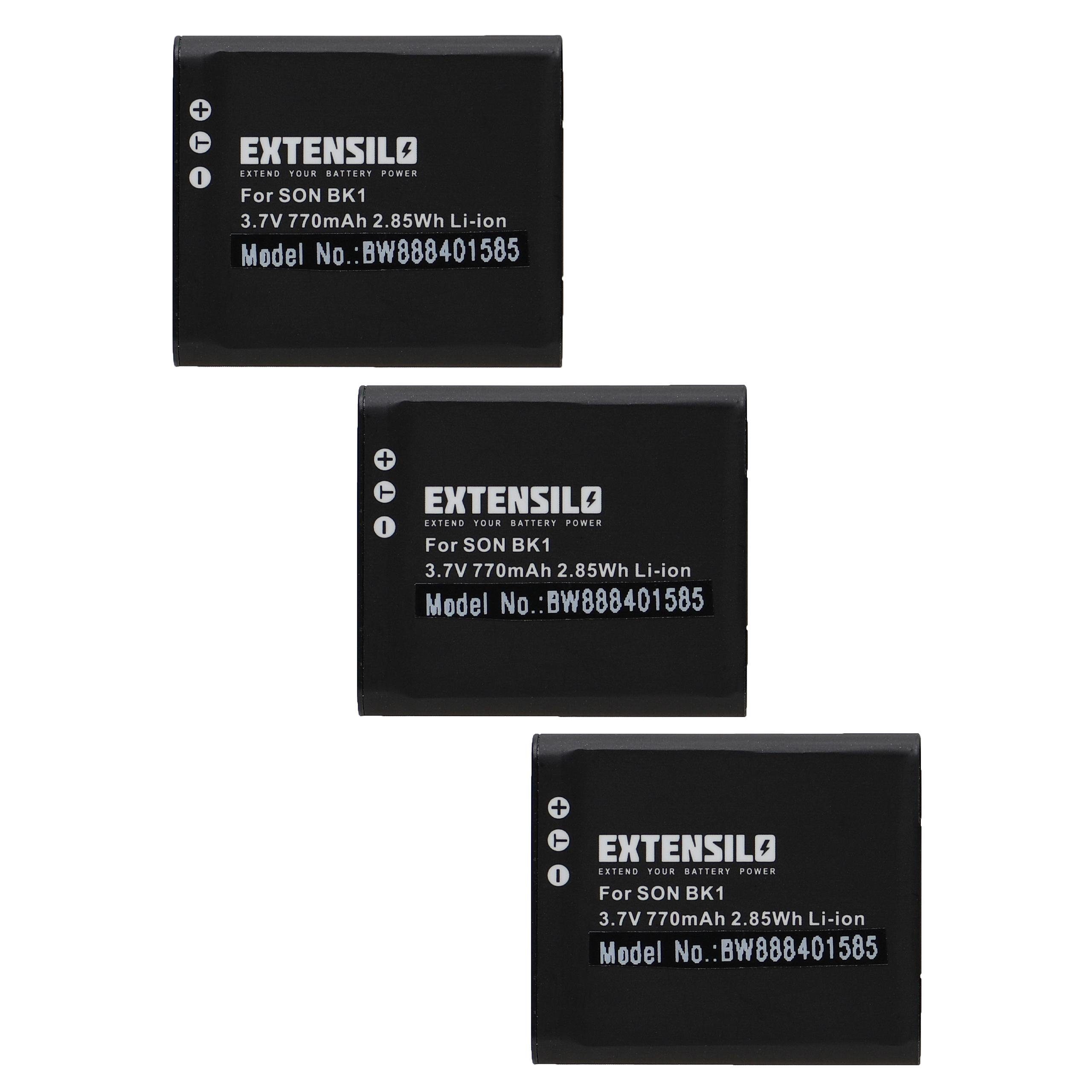 Extensilo DSC-S780, Cybershot DSC-W180, DSC-S750, passend Sony Kamera-Akku DSC-S950, für 770 mAh