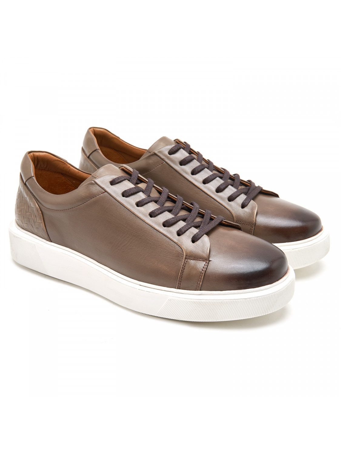 Desa Desa Herren-Sneaker aus Leder – Kunststoffsohle, atmungsaktiv, flacher Sneaker