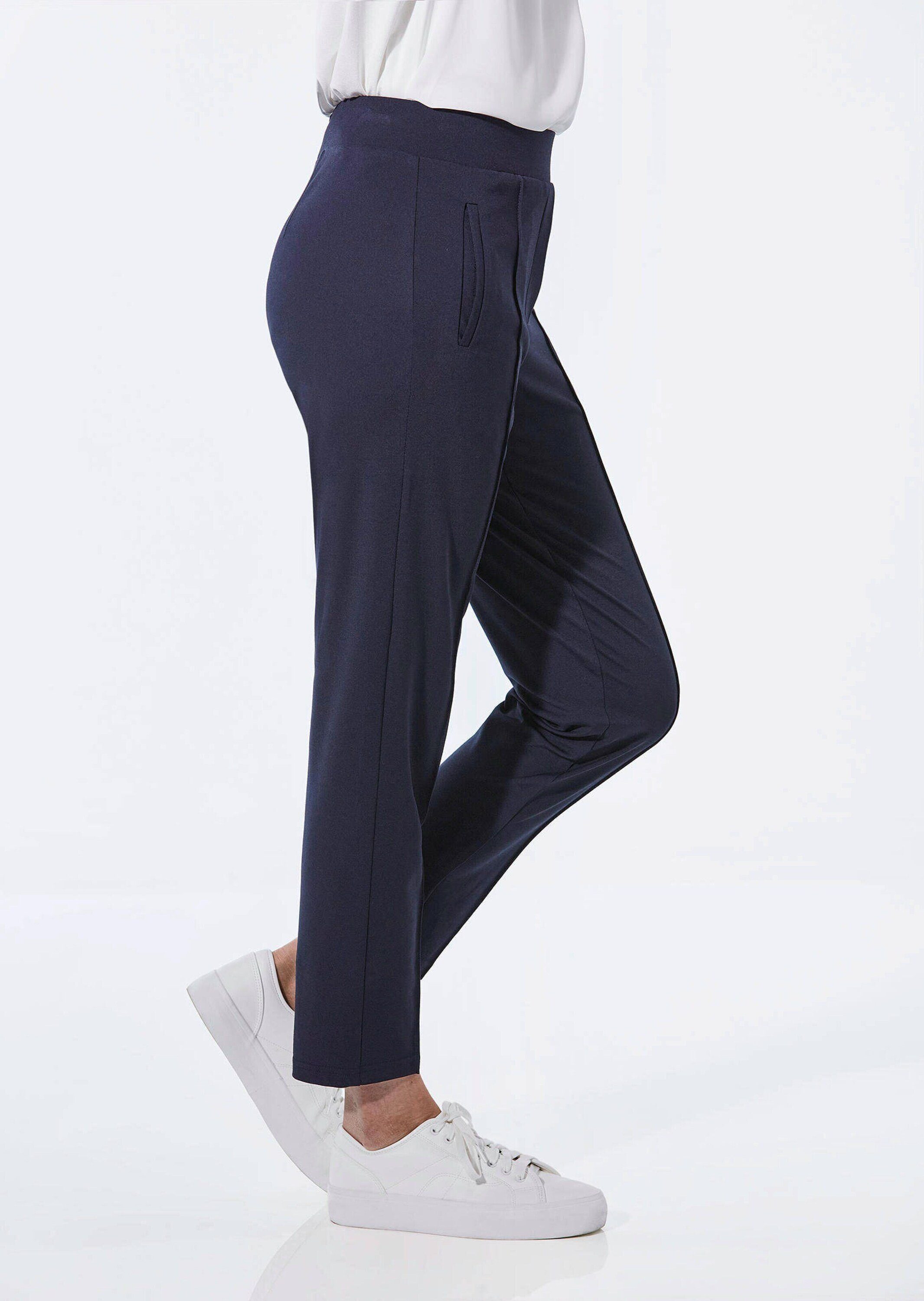 GOLDNER Schlupfhose Elegante 7/8-Schlupfhose SARA Slim Fit Jerseyhose mit Rundum-Dehnbund und Biesen