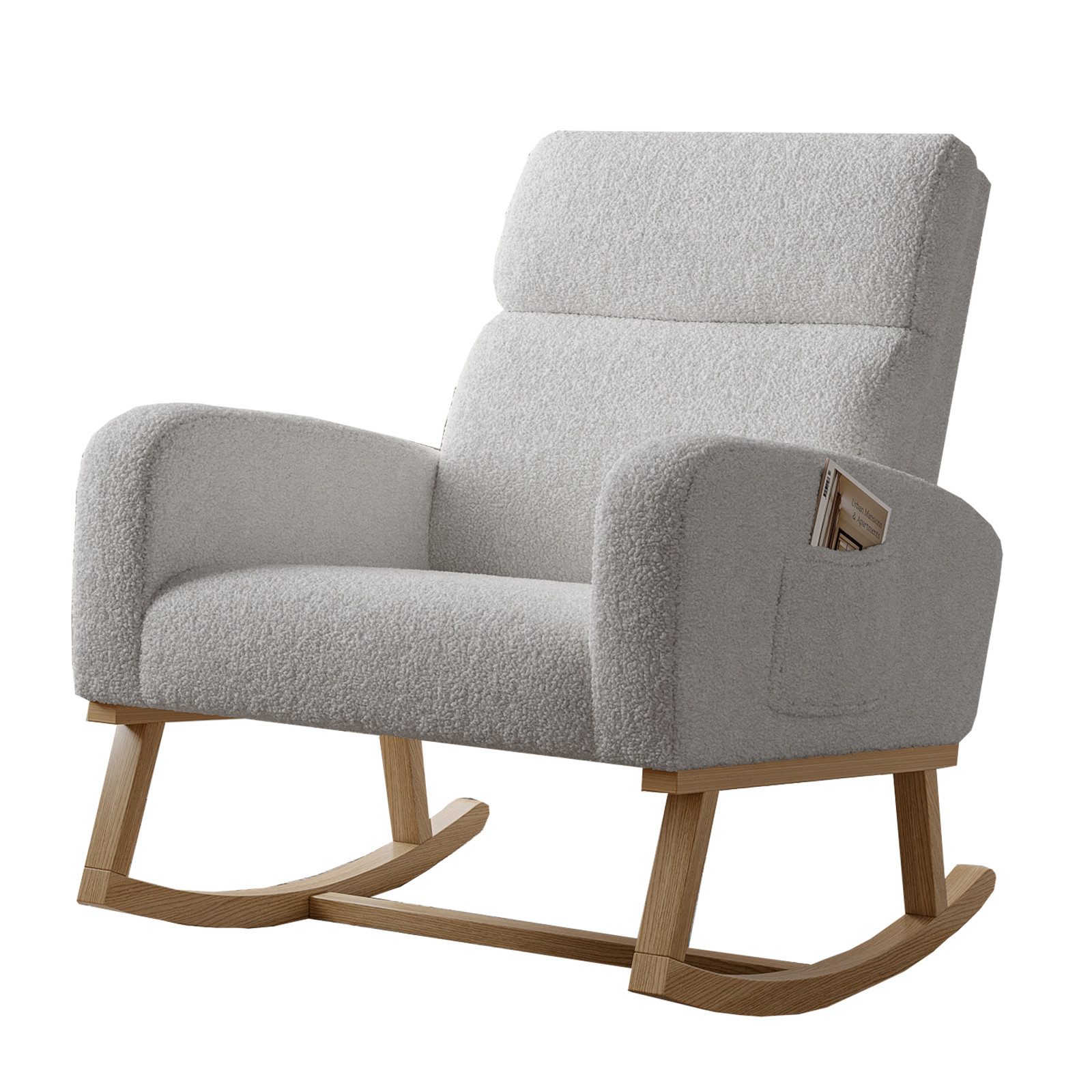 FUROKOY Schaukelstuhl Polster Relaxstuhl Schaukelsessel mit Holzsockel und günstig online kaufen