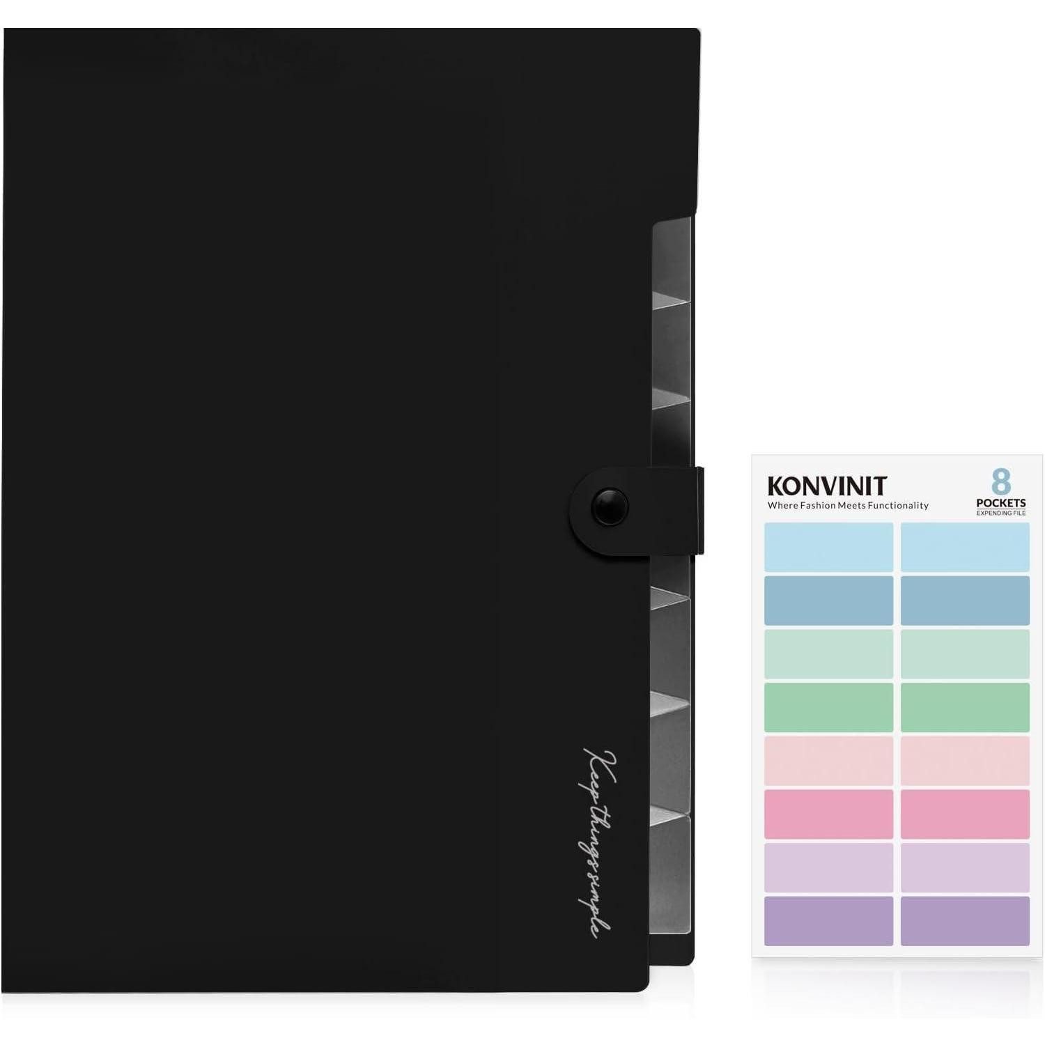 LuxusKollektion Fächermappe Dokumentenmappe Fächermappe Organizer A4 8 Tasche Schwarz