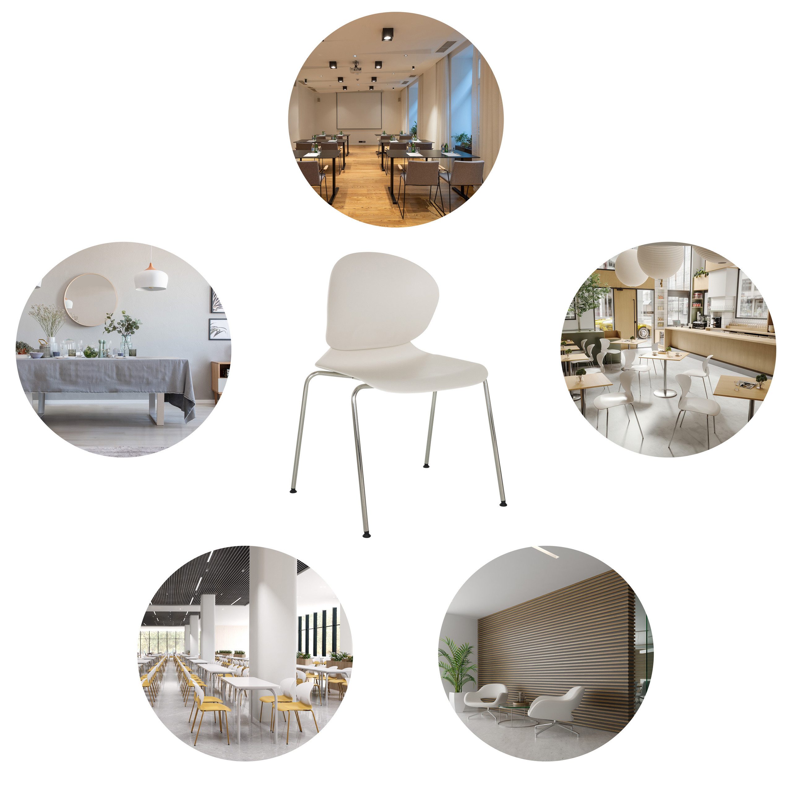 hjh OFFICE 4-Fußstuhl T36 VI Stuhl Kunststoff 1 St., Besucherstuhl Kunststoffstuhl stapelbar, ergonomische Rückenlehne