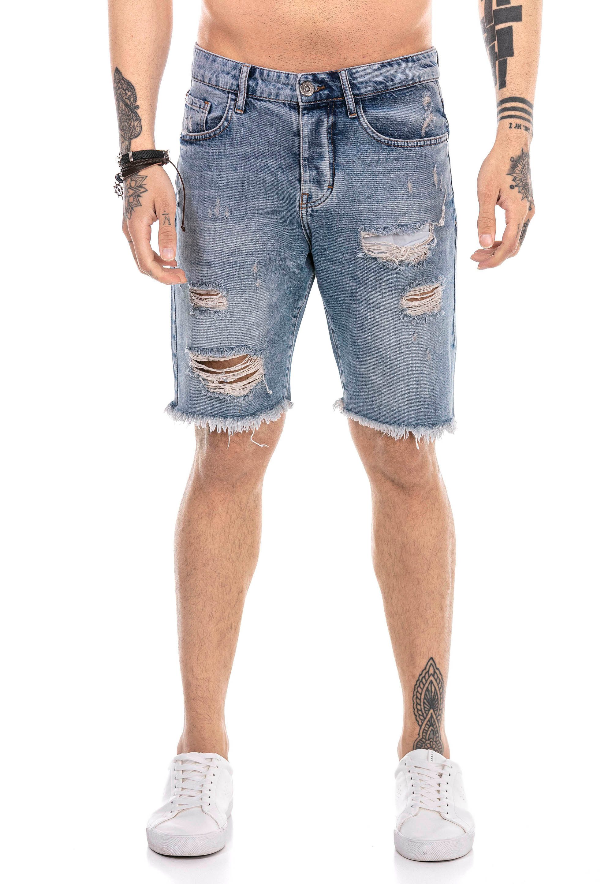 RedBridge Jeansshorts Red Bridge Herren Jeans Shorts Kurze Hose Denim Capri Distressed Effekte