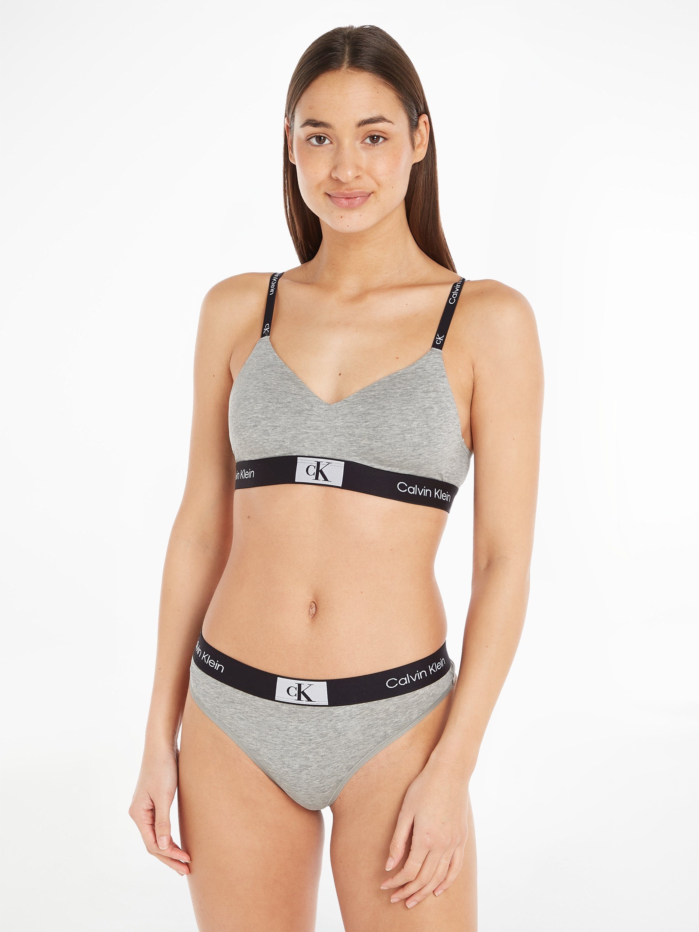 Calvin Klein Underwear Bralette-BH mit klassischem CK-Logobund grau