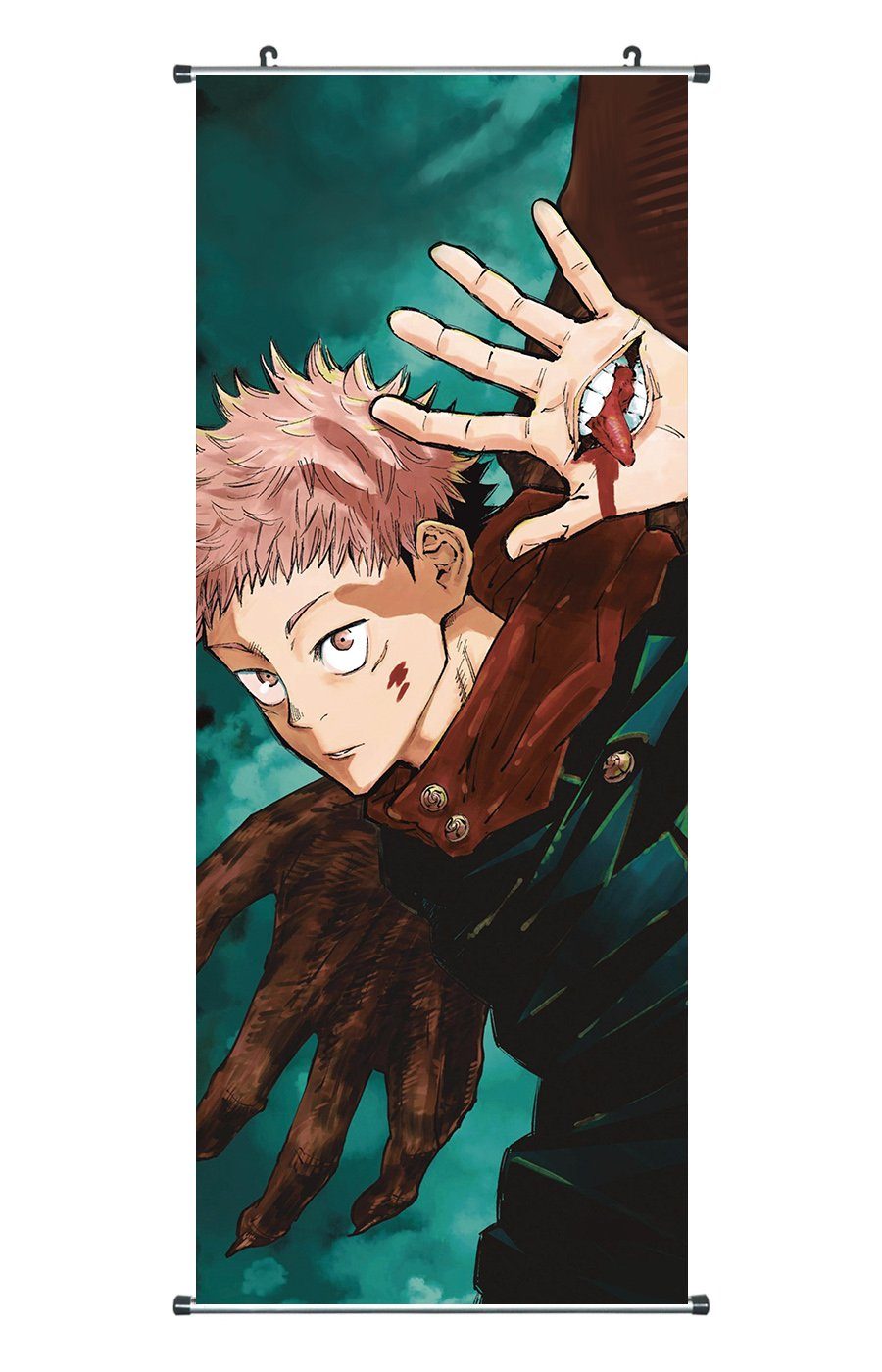 GalaxyCat Poster Großes Jujutsu Kaisen Rollbild, Kakemono aus Stoff, Poster 100x40cm, Yuji Itadori, Yuji Itadori Rollbild / Kakemono