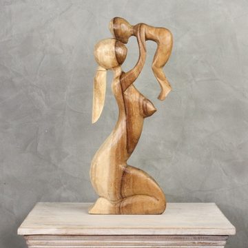 Oriental Galerie Dekofigur Figur Abstrakt Mutter mit Kind Holz 50 cm (1 St), geschnitzt, Holzdeko, Kunstfigur, Skulptur, Kunstobjekt