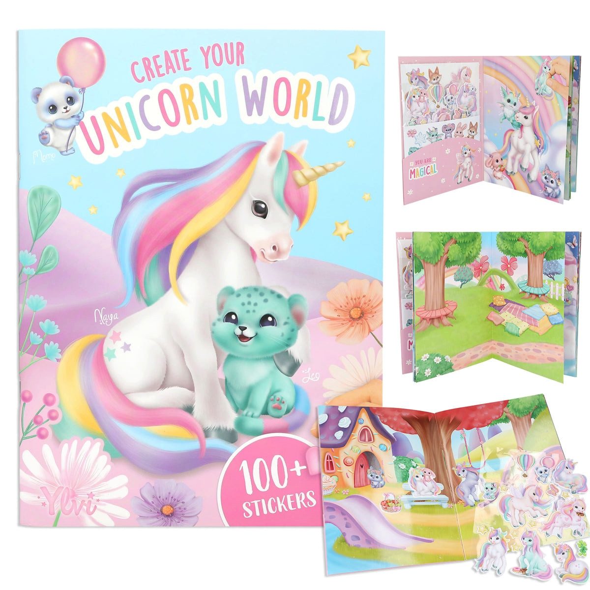 Depesche Stickerbuch Ylvi Create your Unicorn World Stickerbuch - Einhorn Glitzer