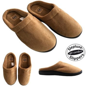 Best Direct® Stepluxe® Slippers Hausschuh (2-tlg) Pantoffeln mit Gelkern, braun, 36-46, warm, weich, waschbar