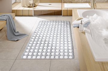 Badematte Merida 1 Kleine Wolke, Höhe 17 mm, rutschhemmend beschichtet, fußbodenheizungsgeeignet, Baumwolle, quadratisch, Badteppich, modernes Design, Hoch-Tief Effekt, waschbar