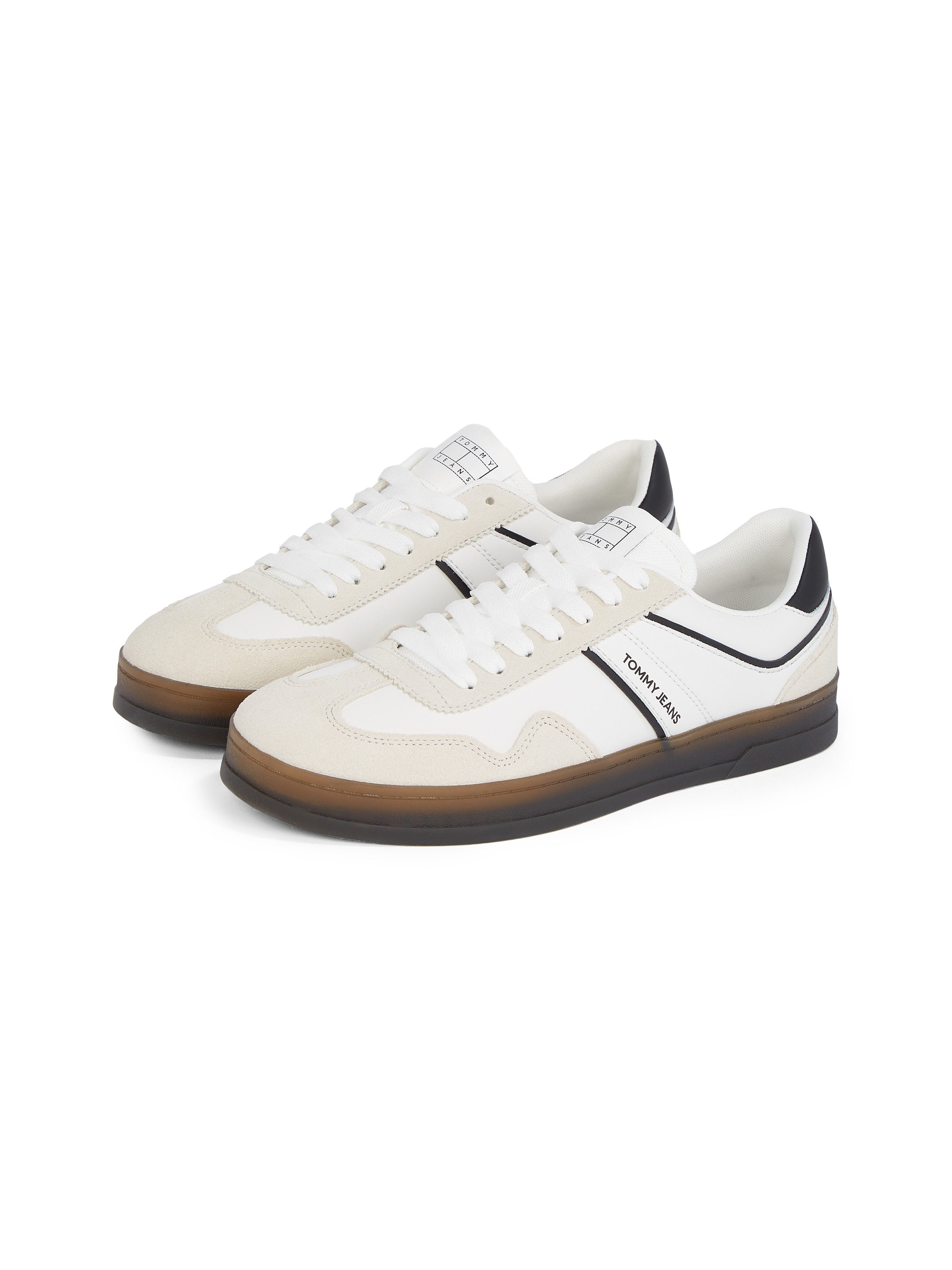 Tommy Jeans THE GREENWICH LEATHER Sneaker, Freizeitschuh, Halbschuh, Schnürschuh mit Kontrastbesatz