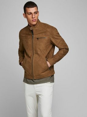 Jack & Jones Lederjacke Kunstleder Jacke Biker Blouson Bomber Übergangsjacke JJEROCKY (1-St) 3930 in Hellbraun