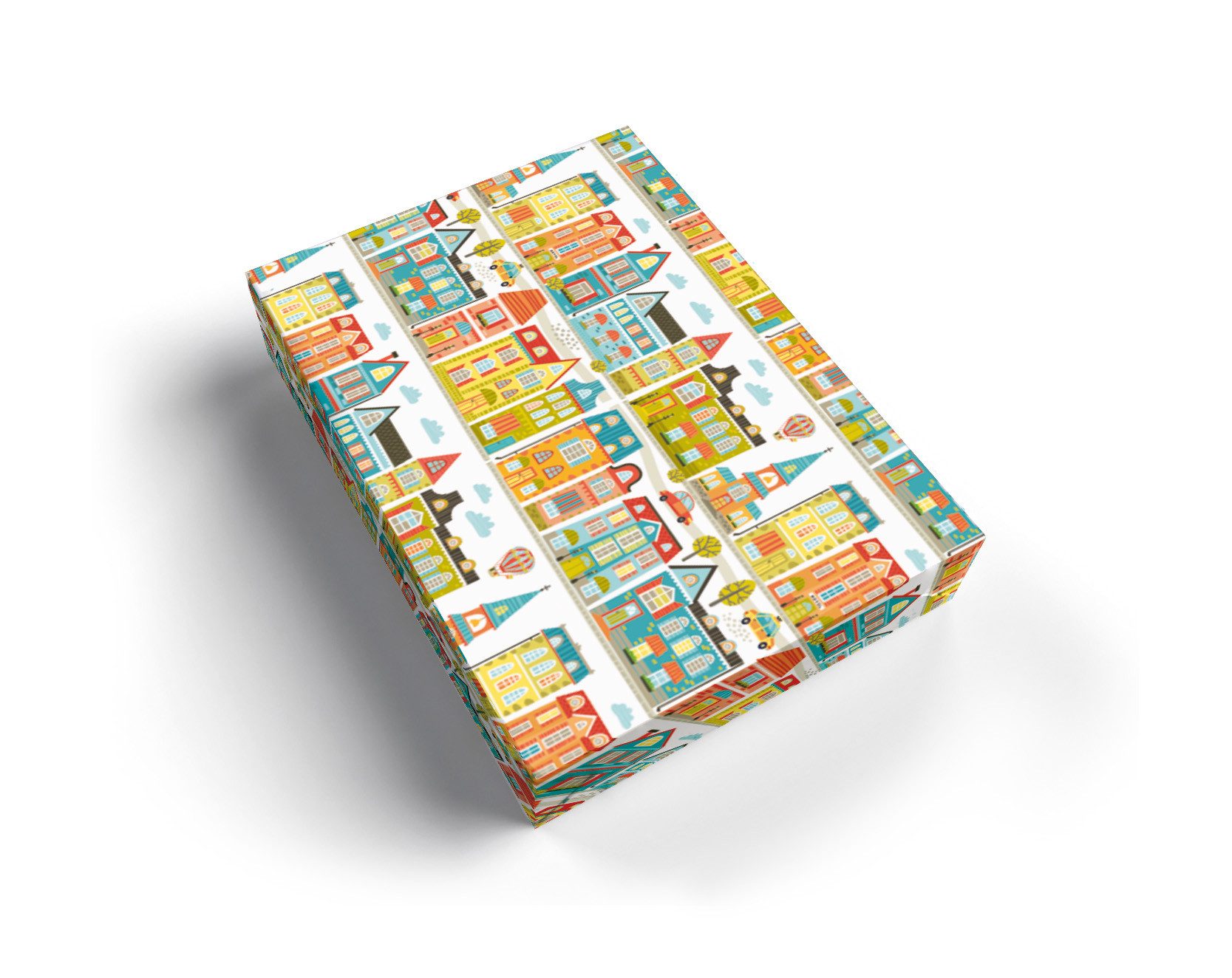 JUNAPACK Geschenkpapier Bögen A3 für Männer Geburtstag Weihnachten Geschenkverpackung Häuser, (6 BögenSt), Hochwertiges DIN A3 Geschenkpapier – glänzend & reißfest