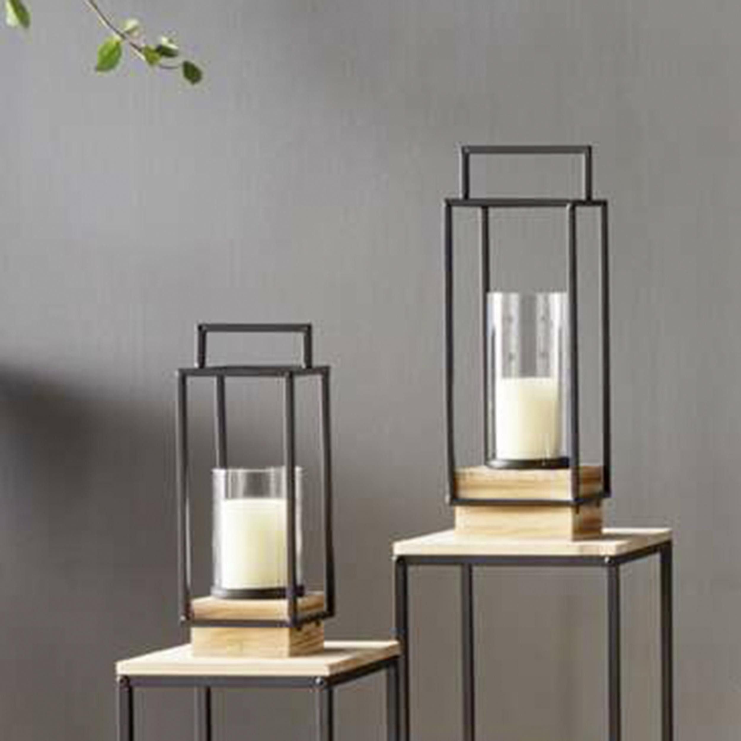 Frank Flechtwaren Kerzenlaterne 2x Laterne Modern Industrial Metall & Glas 35+45cm