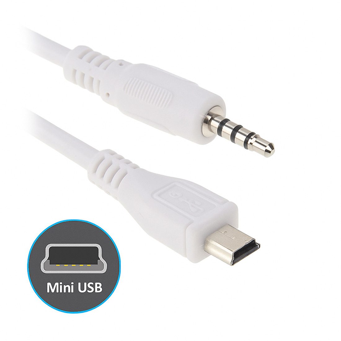 Bolwins F58 USB Mini auf 3,5mm Klinke Audio Kabel 30cm mini USB Klinke Adapter Audio-Kabel, Mini-USB-Stecker (5-polig), 3,5-mm-Klinkenstecker (4-polig, Stereo) (30 cm), Audio-Adapterkabel mit Mini-USB an AUX-Eingänge
