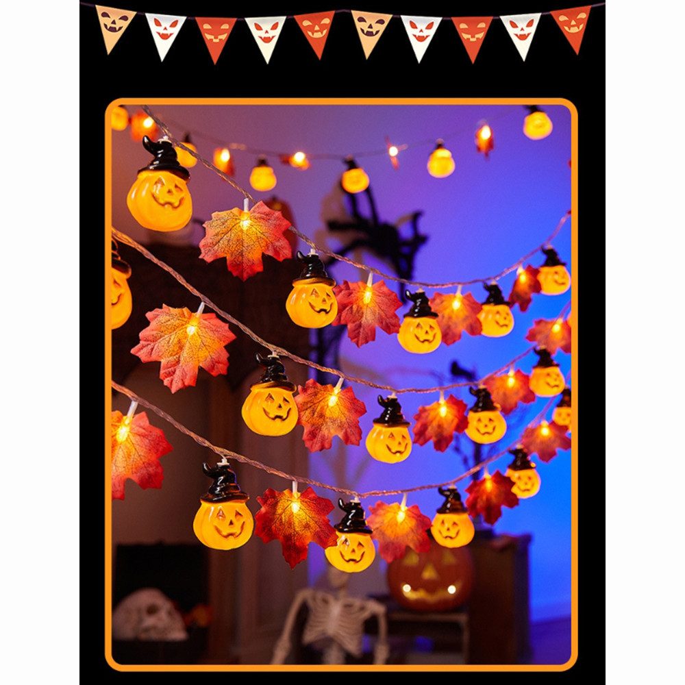 nsihing LED-Lichterkette 3M 20LED Halloween Deko Herbst Ahornblatt Girlande Lichterkette, für Halloween Theme Erntedankfest Weihnachtsfeiern – Bild 4 von 5