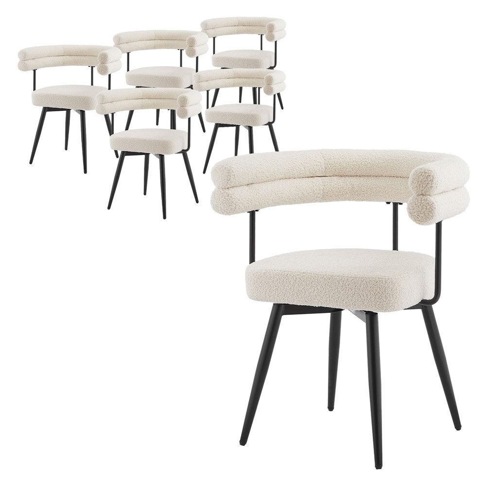ML-DESIGN Polsterstuhl Esszimmerstuhl mit Rücken- und Armlehnen, Drehstuhl Küchenstuhl Stuhl (6 St), Esstischstühle 6er Set Teddy-Stoff Bezug Wohnzimmerstuhl 360° drehbar