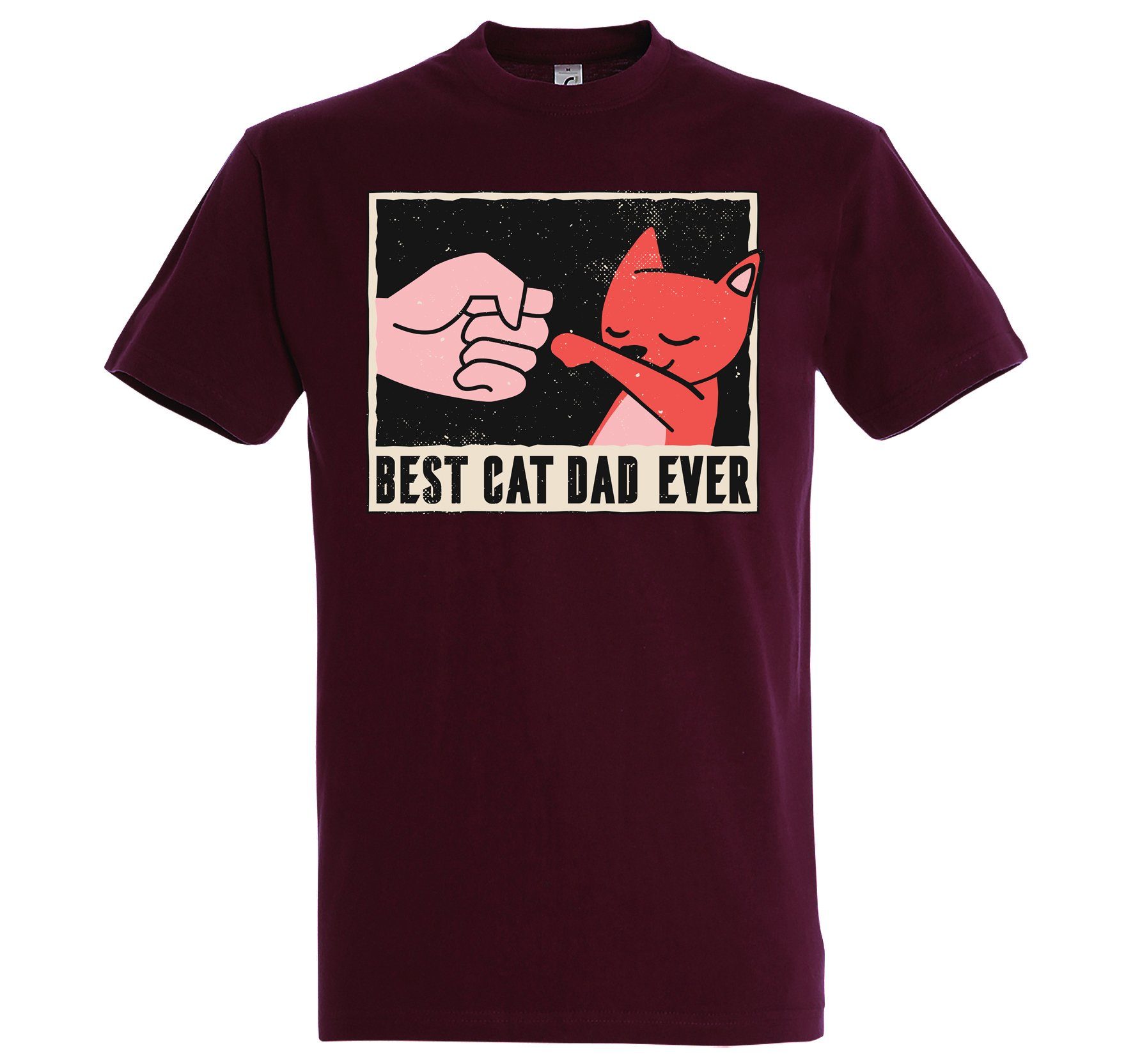 Youth Designz T-Shirt Best Cat Dad Ever Herren Shirt mit lustigem Frontprint Burgund