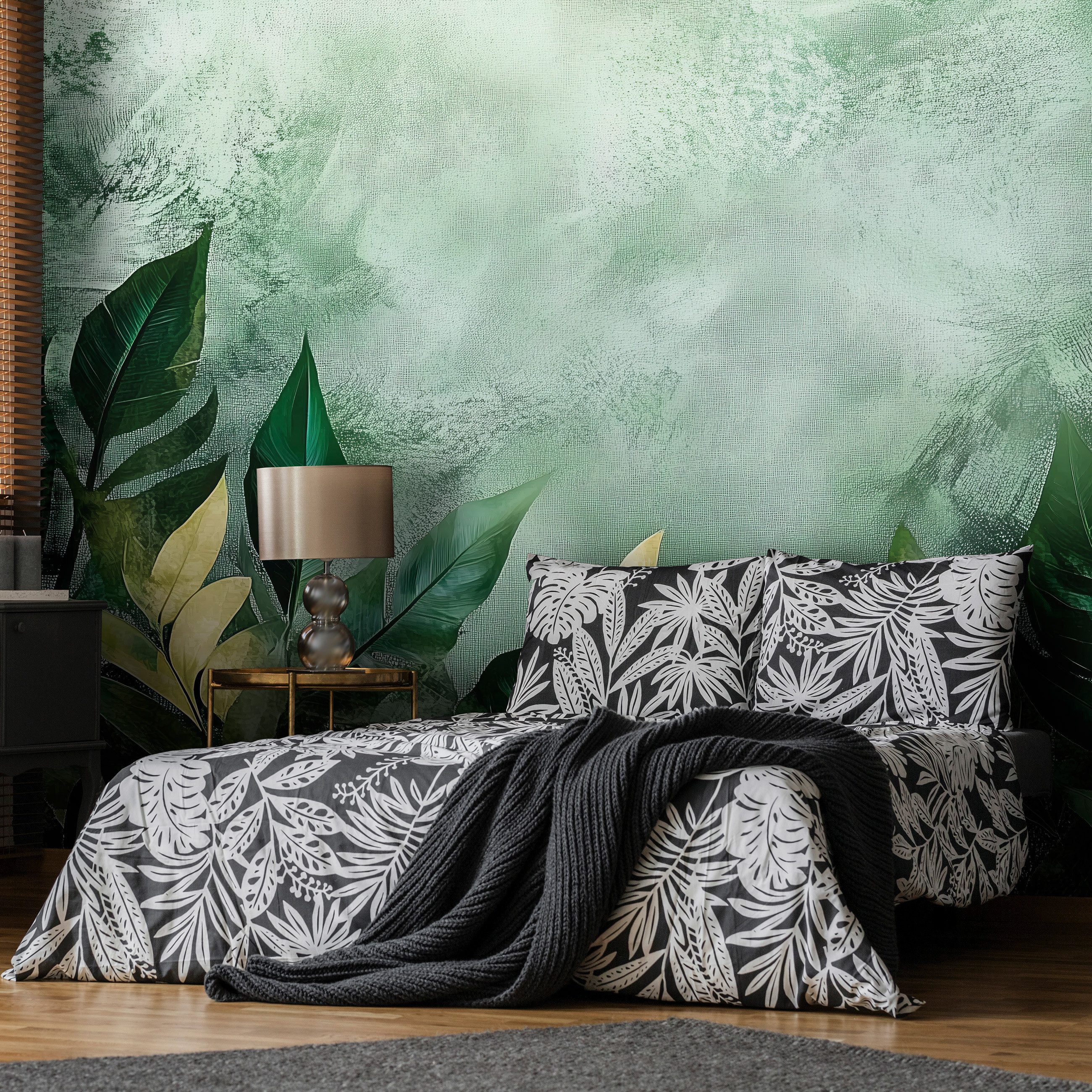 Wallarena Fototapete Blätter Dschungel - Mehrfarbig - Modern - Vlies - Schlafzimmer, glatt, (2 St), 100x70cm
