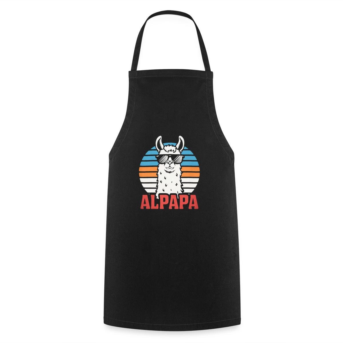 Spreadshirt Kochschürze Alpapa Cooles Alpaka Dad Kochschürze, (1-tlg)