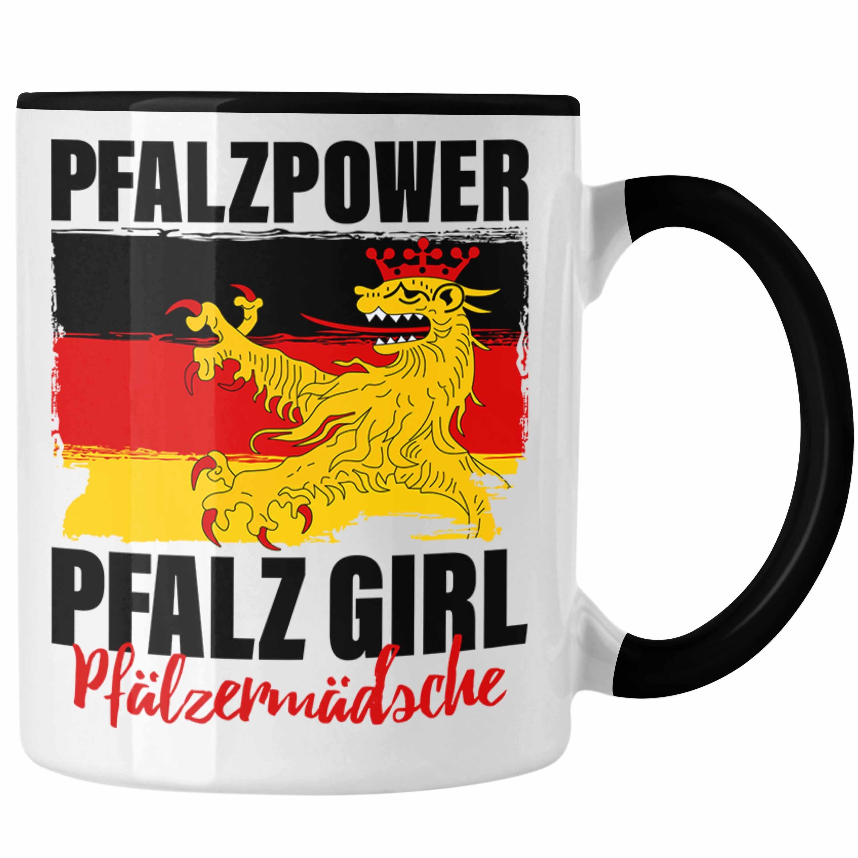 Trendation Tasse Pfalzpower Tasse Geschenk Frauen Pfalz Girl Pfalzmädsche Schwarz
