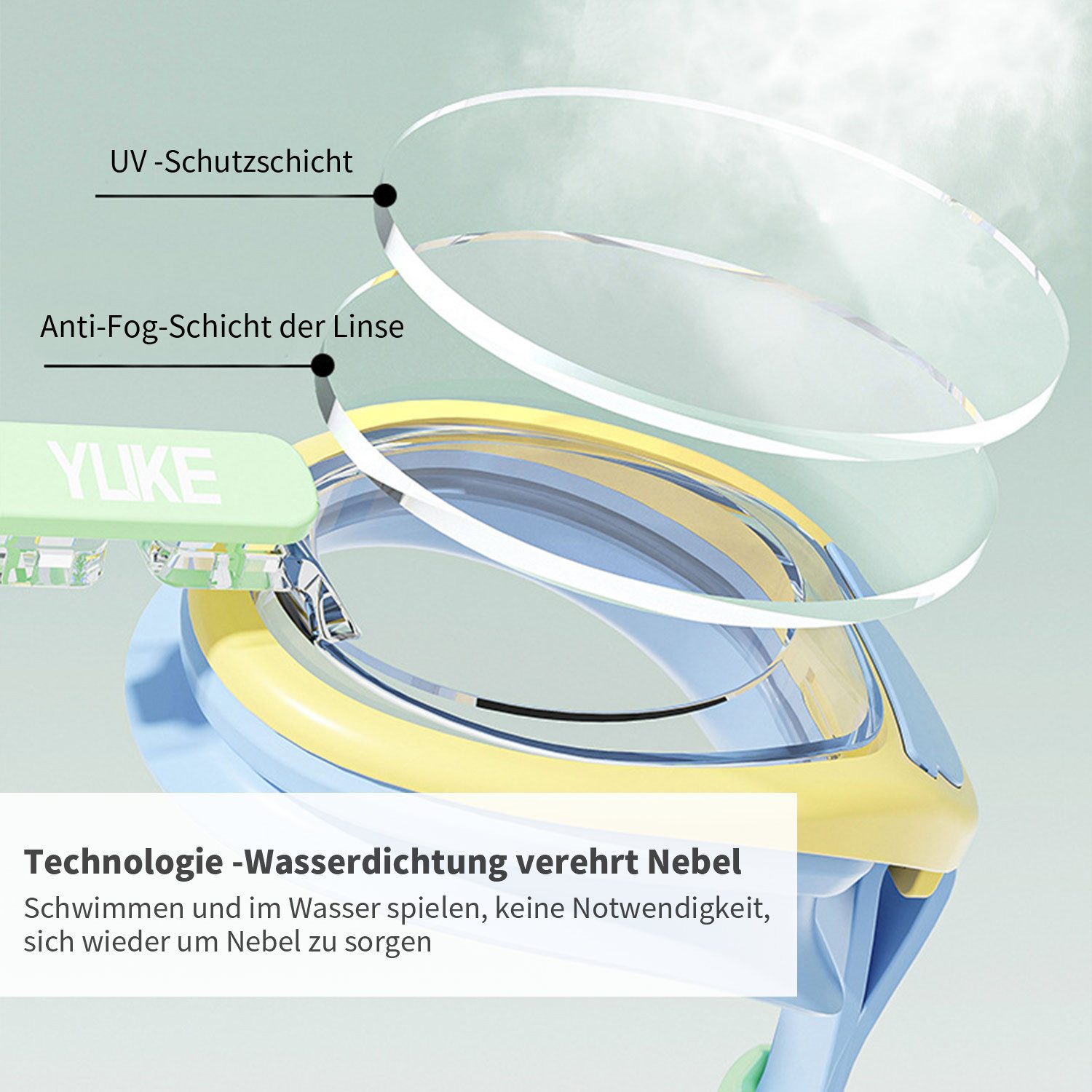 Refttenw Schwimm-Hijab Kinder Schwimmbrille mit Badekappe, UV-Schutz Anti-Beschlag, für Kinder von 3–12 Jahren, für Strand Sommer Pool-Aktivität