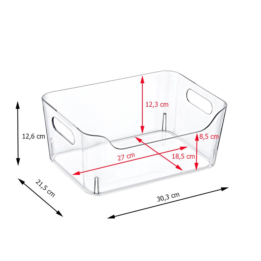 ogoPLUS Aufbewahrungssystem 2 Stück Kühlschrank Organizer - 7 Liter, Lebensmittel aufbewahrungsbox, (Ideal auch für Büro, Bad, Vorratbox im Schrank, BPA frei), zur optimalen Platznutzung, Bürobedarf, Kosmetik, Pflegeprodukte