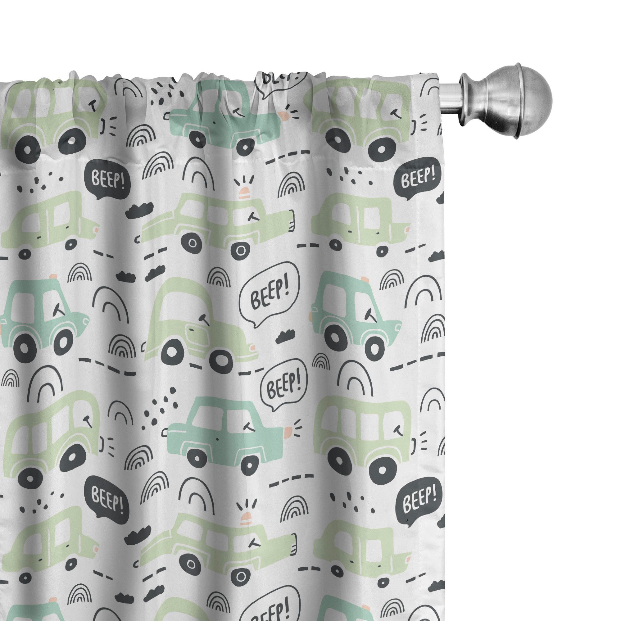 Abakuhaus Gardine Vorhang für Wohnzimmer Schlafzimmer Dekor, Microfaser, Kindisch Verkehr Autos Beep Fahr