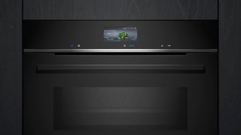 SIEMENS Backofen mit Mikrowelle iQ700 HM736GAB1, mit 1-fach-Teleskopauszug, ecoClean, Intelligenter Backofen dank Assistent mit Sprachsteuerung