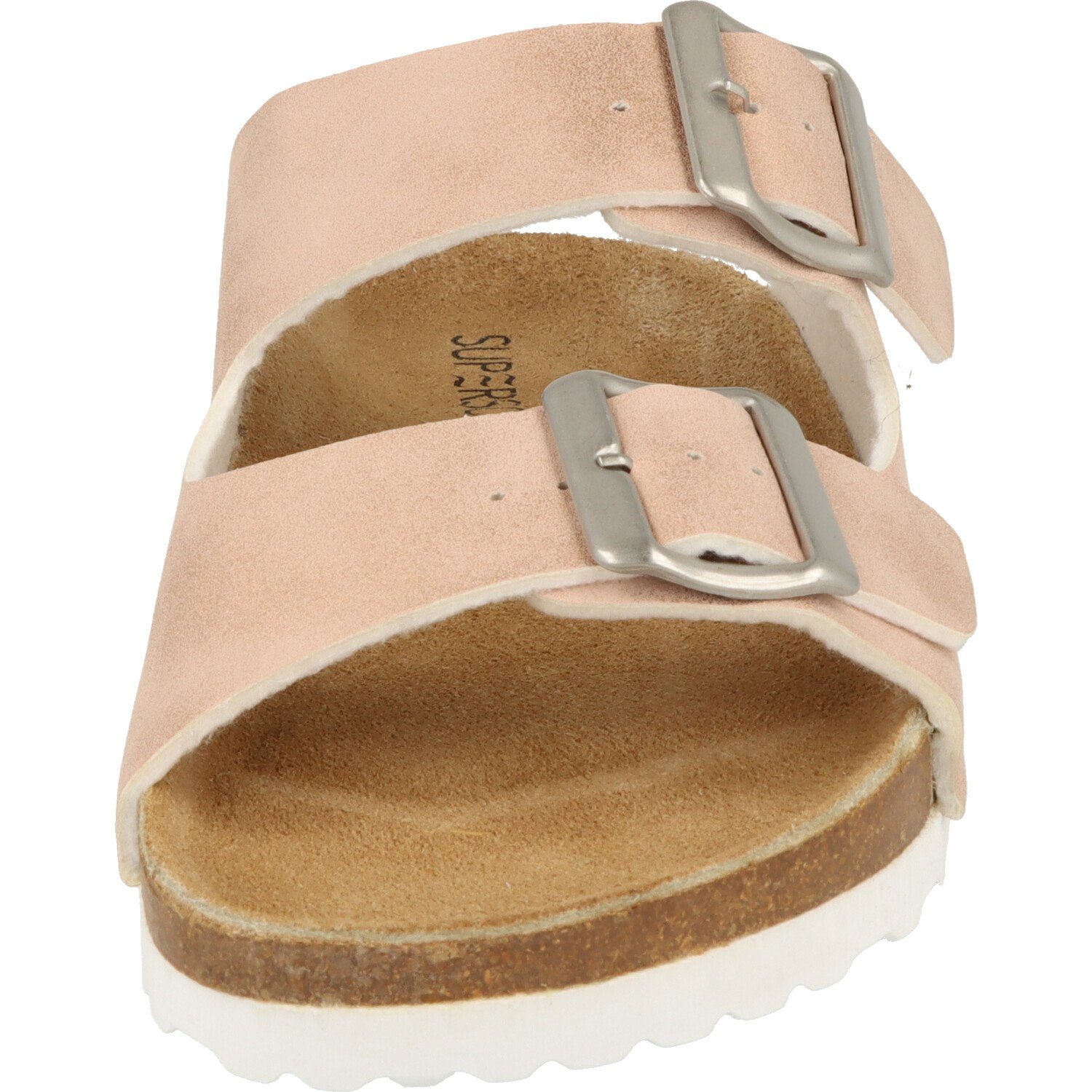 verstellbare Komfort Sandale Schuhe SUPERSOFT Schnallen Damen Pantolette 274-616 Lederfußbett