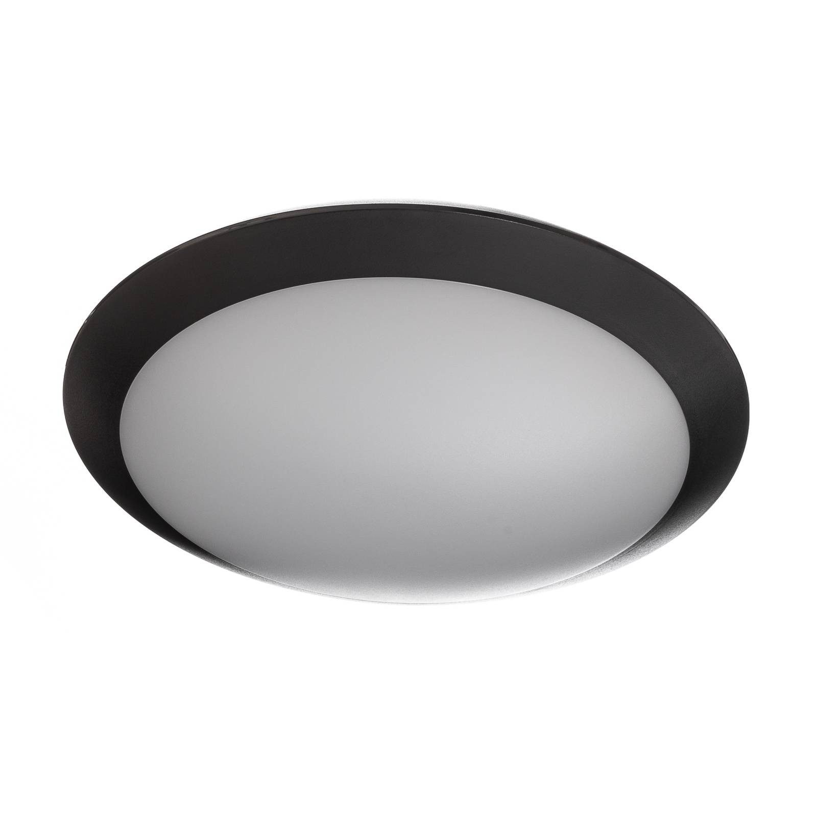 Lindby LED Außen-Deckenleuchte Naira, LED-Leuchtmittel fest verbaut, warmweiß, Modern, Polycarbonat, ABS, dunkelgrau (RAL 7024), weiß, 1 flammig