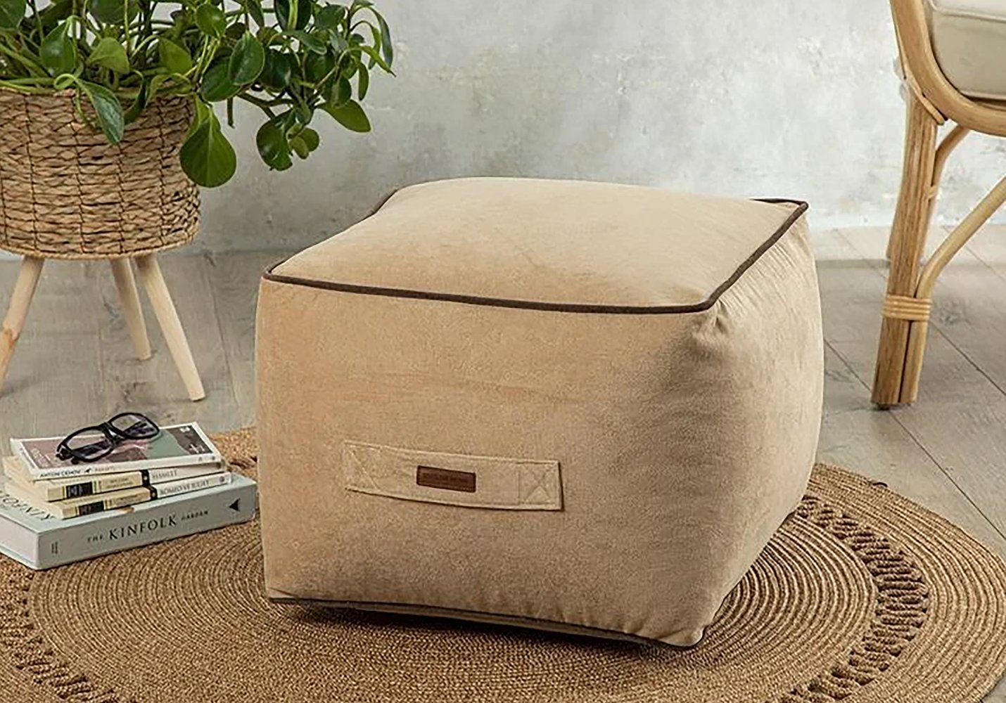 English Home Pouf Pouf Hocker, Quadratisch Sitzpouf, Hochwertiger Sitzhocker, Casha Pouf