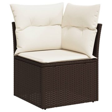 vidaXL Loungesofa Garten-Ecksofa mit Kissen Braun Poly Rattan