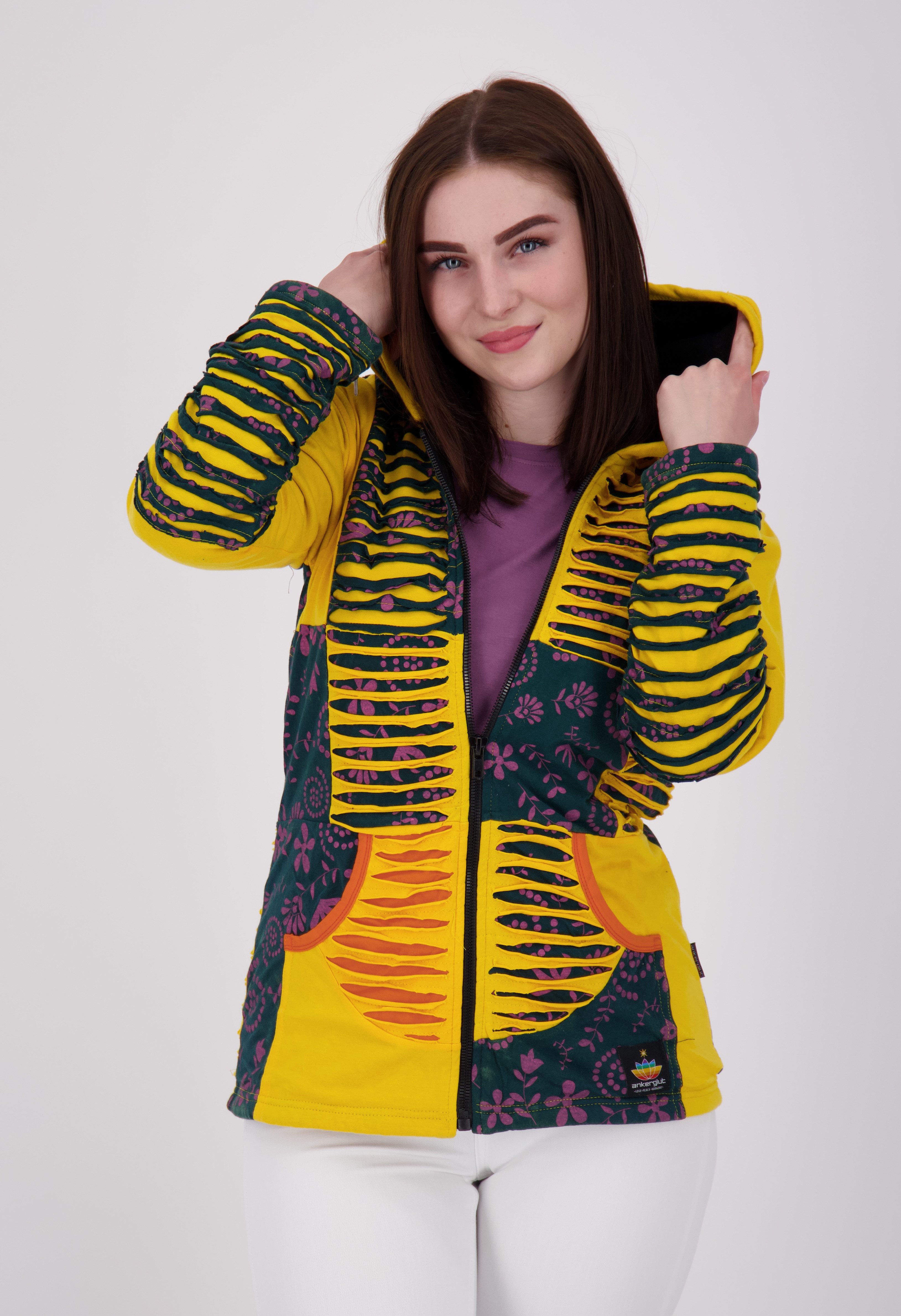 ankerglut Kapuzenfleecejacke Multicolor ANKERGLUT #nepalliebe FLOWER POWER WOMEN CS Auch in großen Größen erhältlich